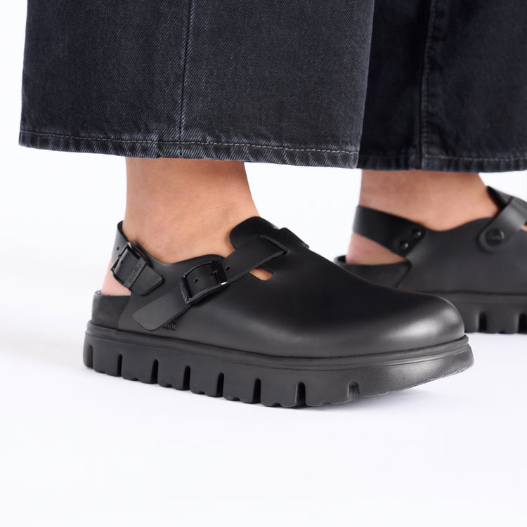 Tokio Chunky Exquisite Black Smooth Leather