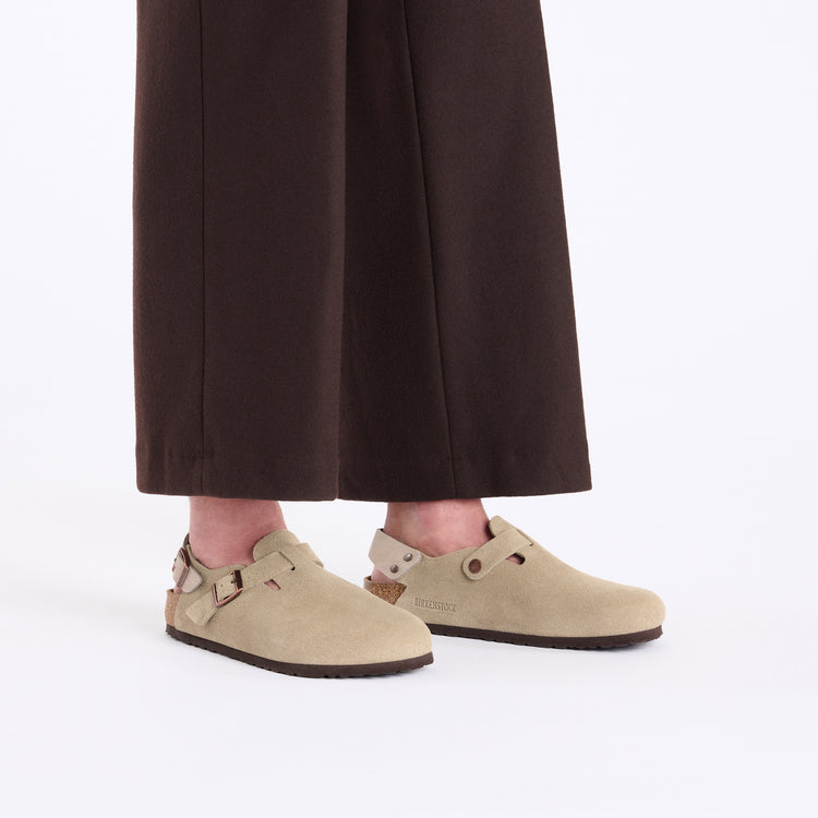 Birkenstock Australia Tokio Taupe Suede Leather on model