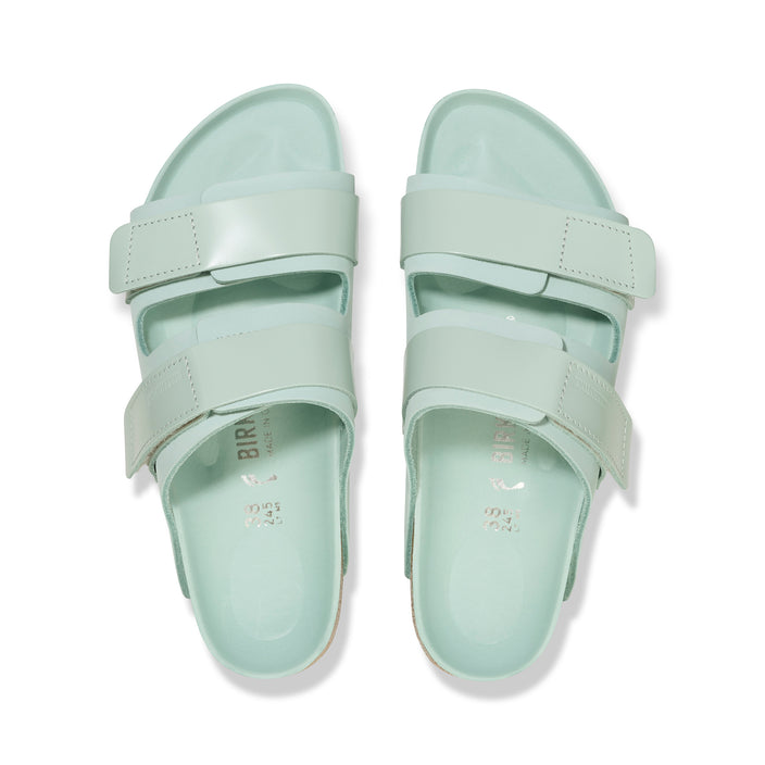 Birkenstock Uji High Shine Surf Green Nubuck Leather top view