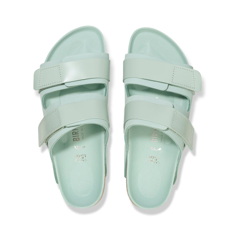 Birkenstock Uji High Shine Surf Green Nubuck Leather top view