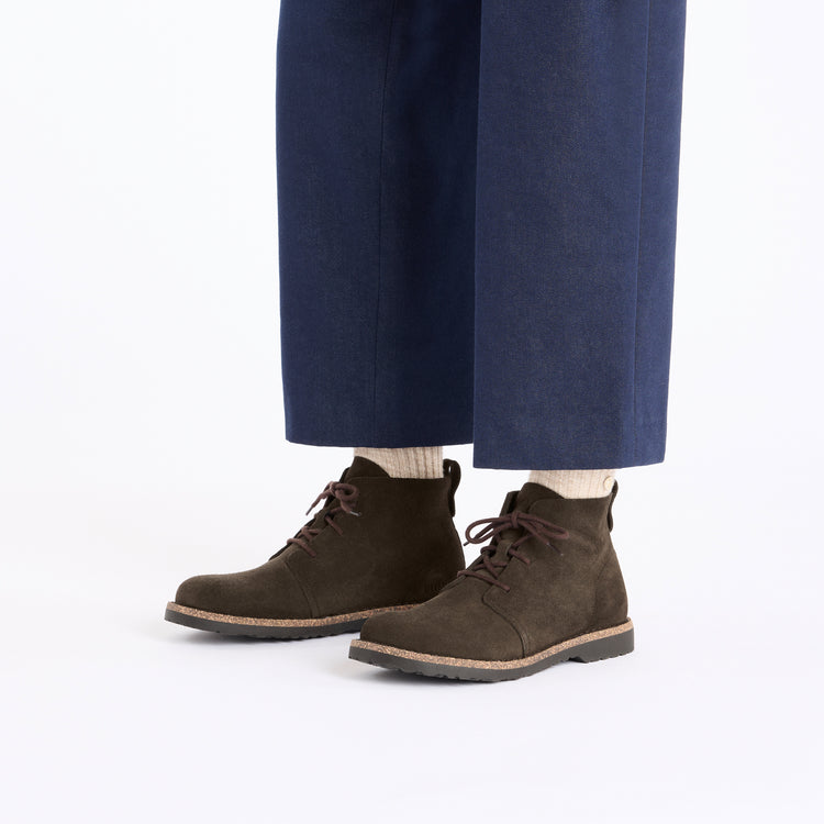 Birkenstock Uppsala Mid Mocca Suede Leather on model 1