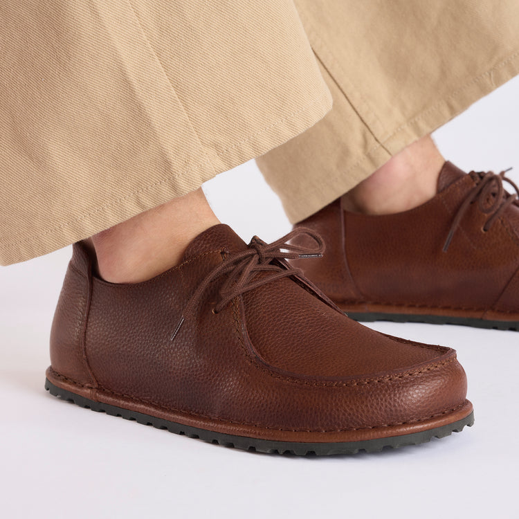 Birkenstock Utti Lace Roast Grained Leather on model close up