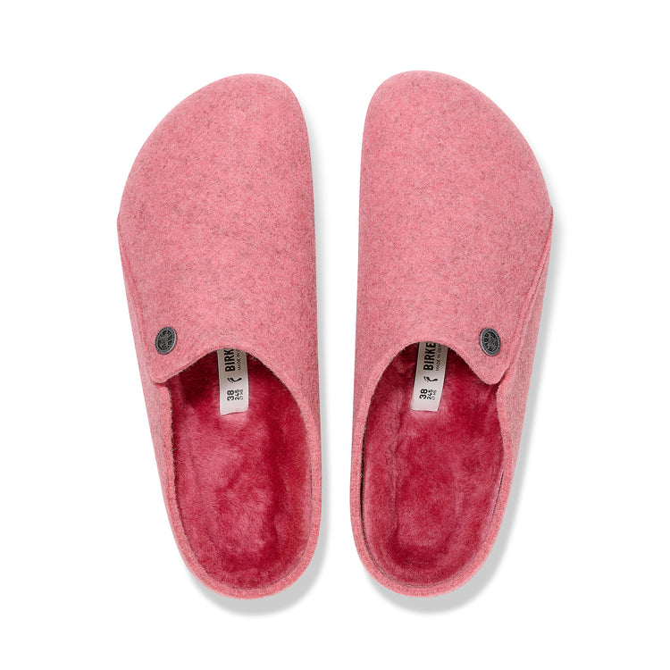 Birkenstock Zermatt Shearling Fuchsia Tulip Wool Felt top view