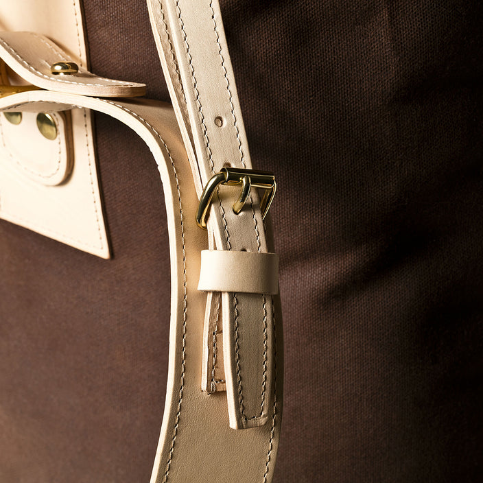 Zurich Bag Brown Canvas strap buckle detail