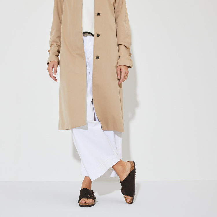 Birkenstock Zurich Mocca Suede Leather on model 1