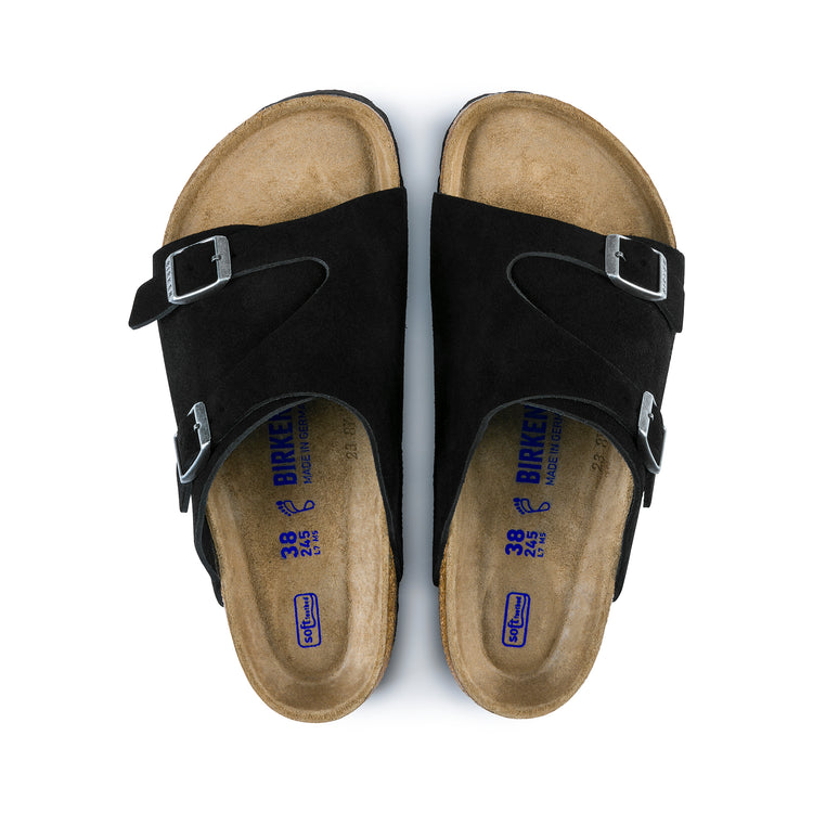 Birkenstock Zurich SFB Black Suede Leather top view