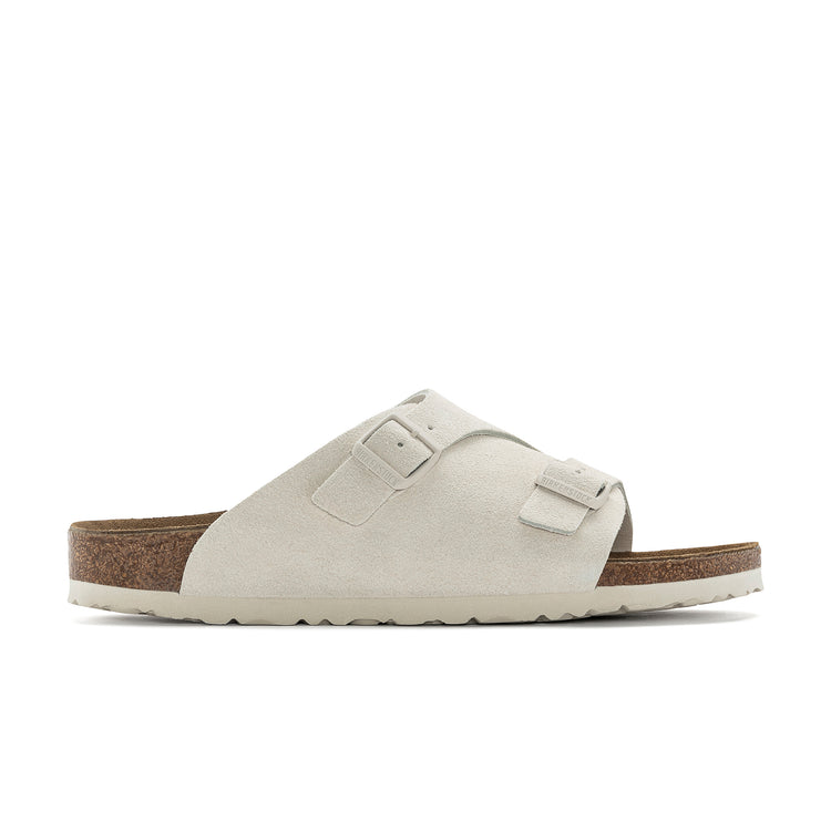 Birkenstock Zurich Antique White Suede Leather side view