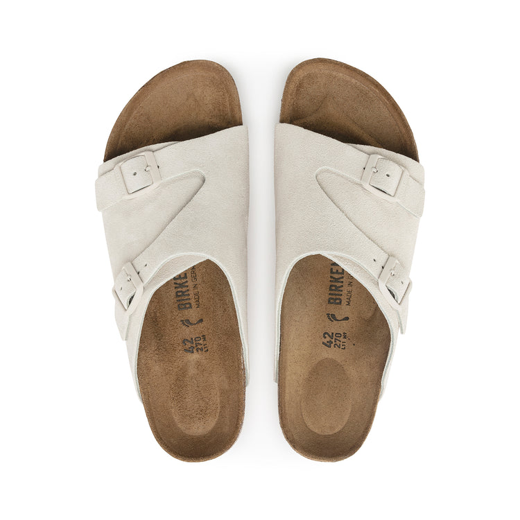 Birkenstock Zurich Antique White Suede Leather top view