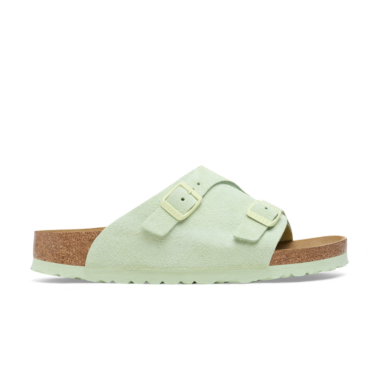 Birkenstock Zurich Faded Lime Suede Leather side view