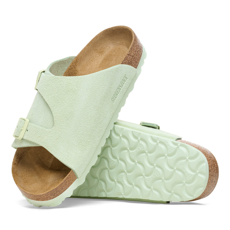 Birkenstock Zurich Faded Lime Suede Leather sole view