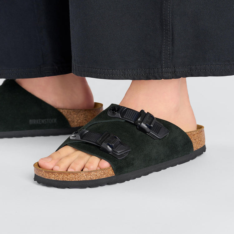 Birkenstock Zurich Tech Black Suede Leather on model 2