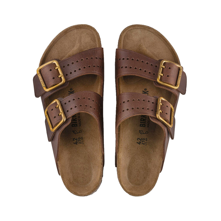 Birkenstock Arizona Bold Gap Urban Uniform Roast Premium Natural Leather top view
