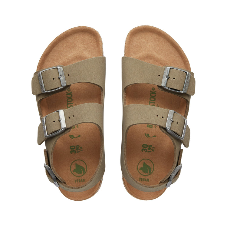 Birkenstock Milano Kids Vegan BirkiBuc Earthy Faded Khaki top view