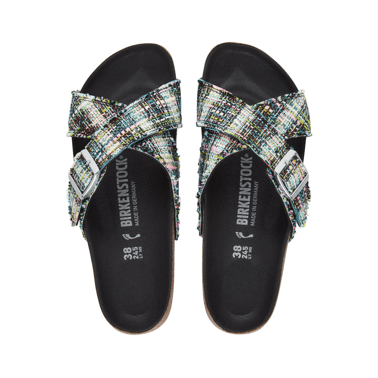 Birkenstock Siena Rivet Logo Vegan Textile Microfibre Festive Weave Green top view