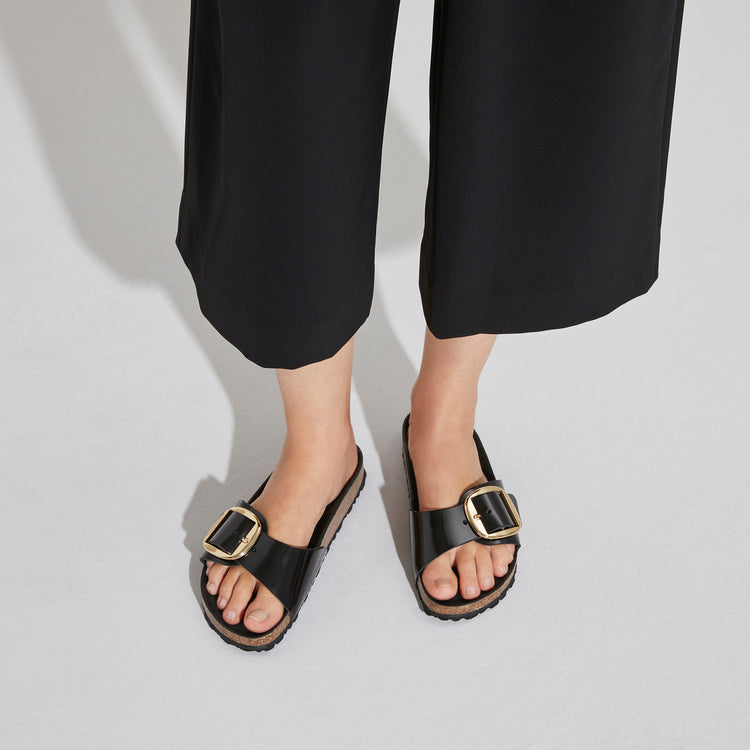 Madrid Big Buckle High Shine Black Natural Leather Patent