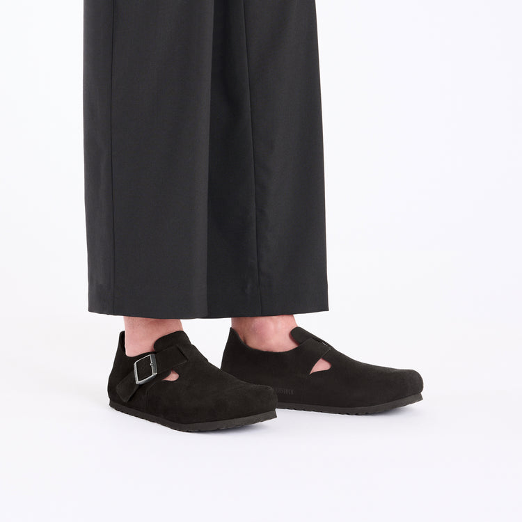 London Black Suede Leather
