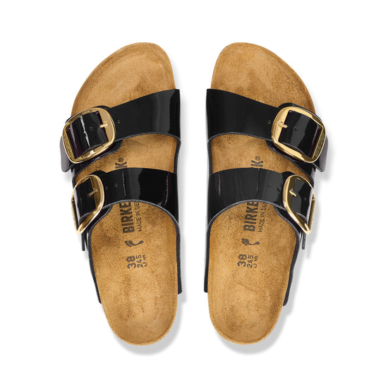 Arizona Big Buckle Patent Black/Gold Birko-Flor top view