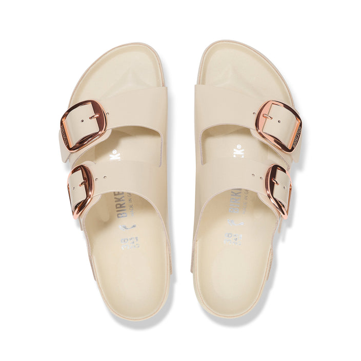 Arizona Big Buckle Exquisite High Shine Ecru Natural Leather Patent top view