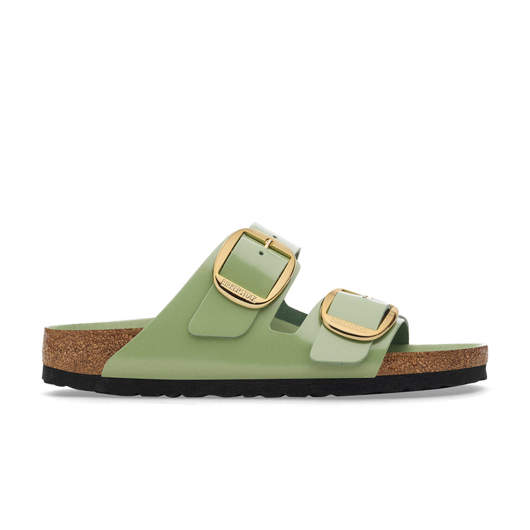 Birkenstock Arizona Big Buckle High Shine Green Tea Natural Leather Patent side view