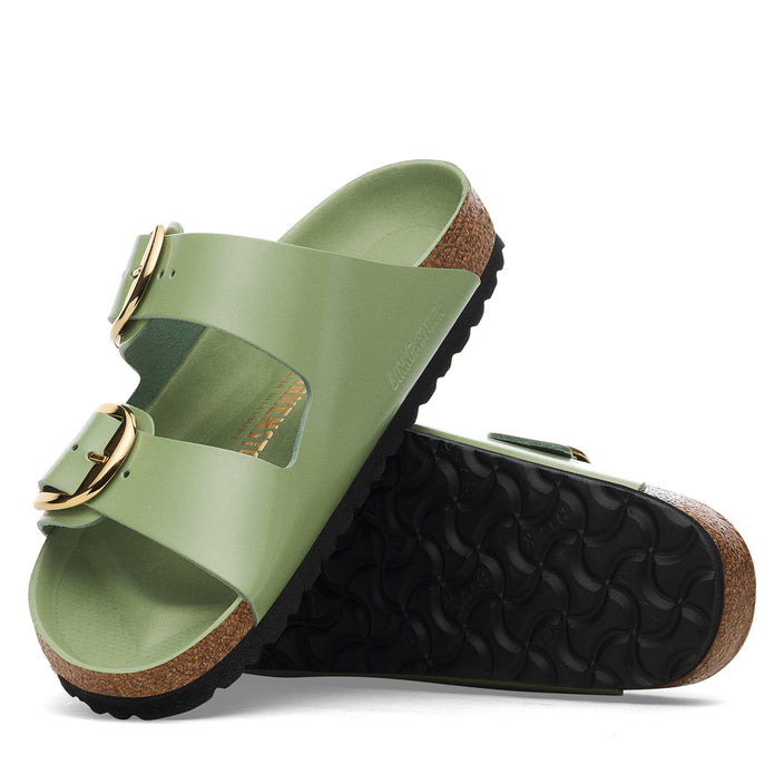 Birkenstock Arizona Big Buckle High Shine Green Tea Natural Leather Patent sole view