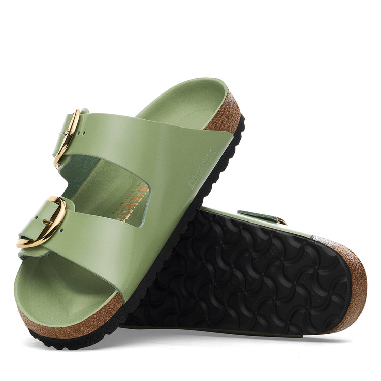 Birkenstock Arizona Big Buckle High Shine Green Tea Natural Leather Patent sole view