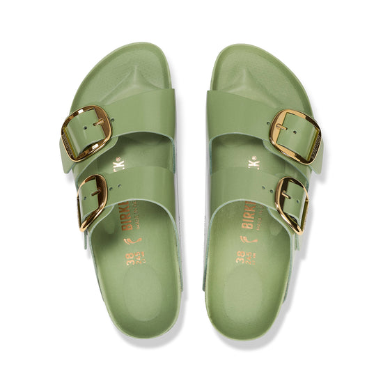 Birkenstock Arizona Big Buckle High Shine Green Tea Natural Leather Patent top view
