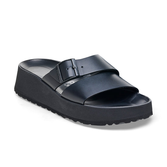 Birkenstock Almina Exquisite Platform Wedge Black Smooth Leather 