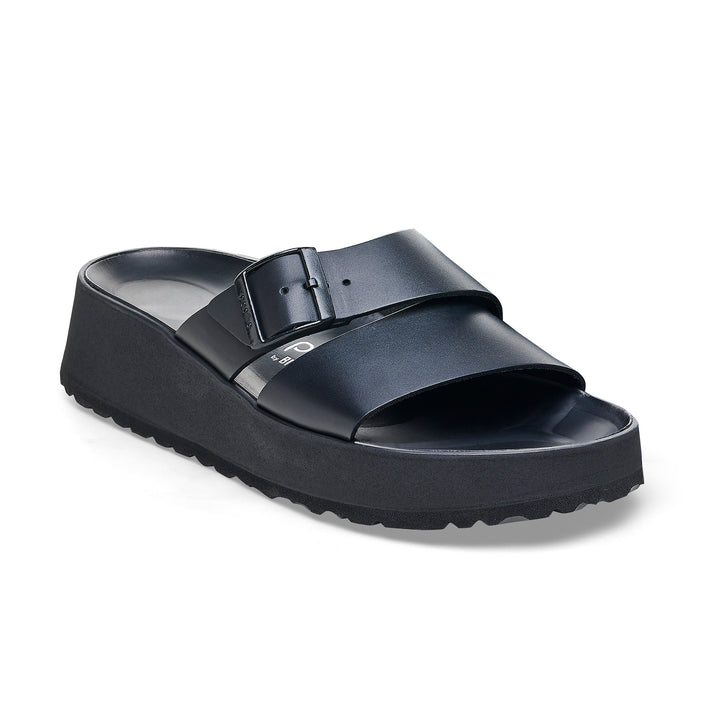 Birkenstock Almina Exquisite Platform Wedge Black Smooth Leather 