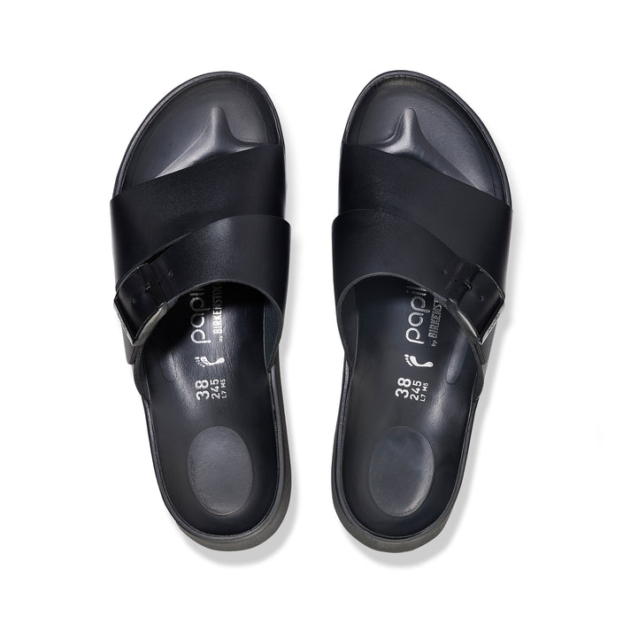 Birkenstock Almina Exquisite Platform Wedge Black Smooth Leather top view