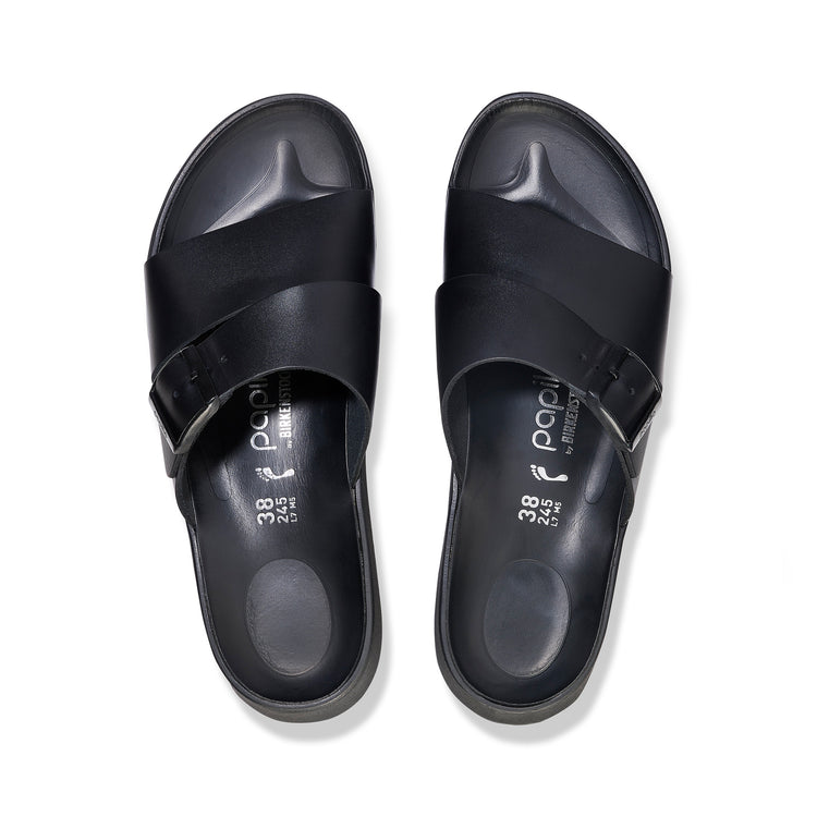 Birkenstock Almina Exquisite Platform Wedge Black Smooth Leather top view