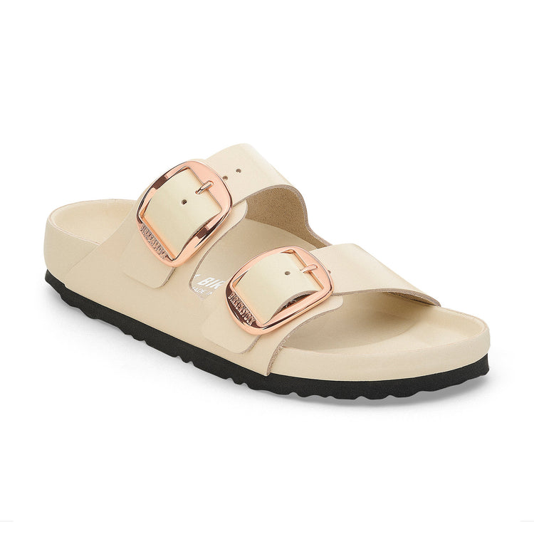 Birkenstock Arizona Big Buckle Exquisite High Shine Ecru Natural Leather Patent 