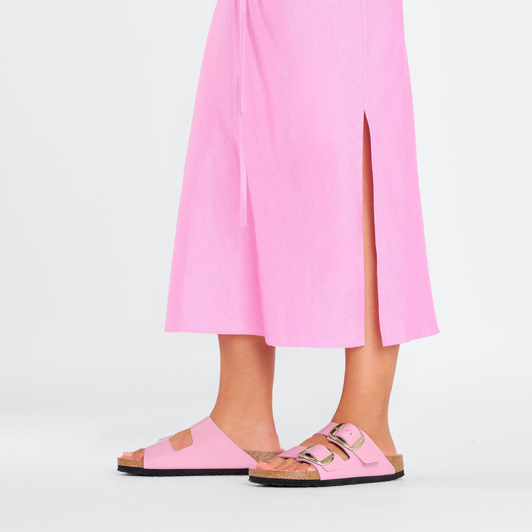 Birkenstock Arizona Big Buckle High Shine Fondant Pink Natural Leather Patent on model 1