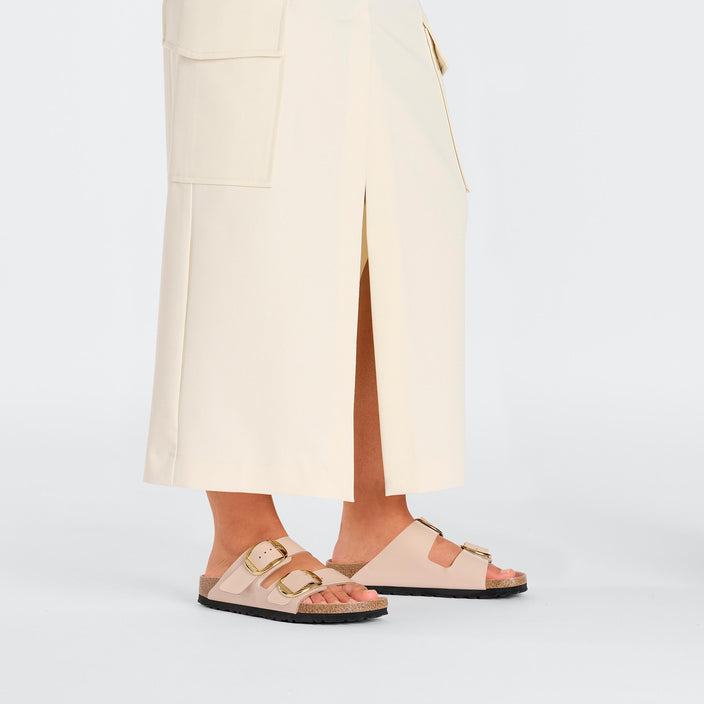 Birkenstock Arizona Big Buckle High Shine New Beige Natural Leather Patent on model 1