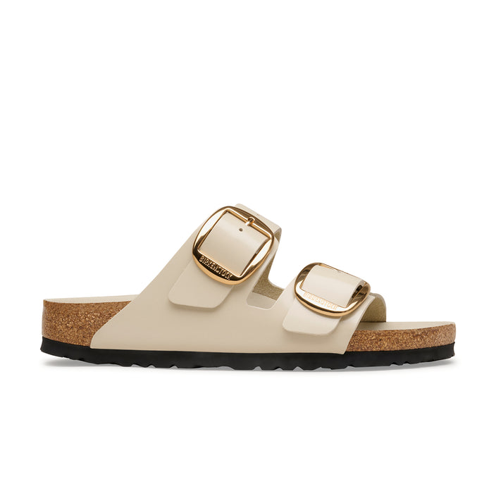 Birkenstock Australia Arizona Big Buckle High Shine Oyster Natural Leather Patent side view