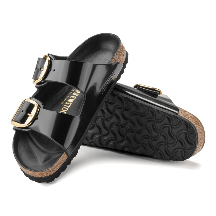 Arizona Big Buckle High Shine Black Natural Leather Patent sole view