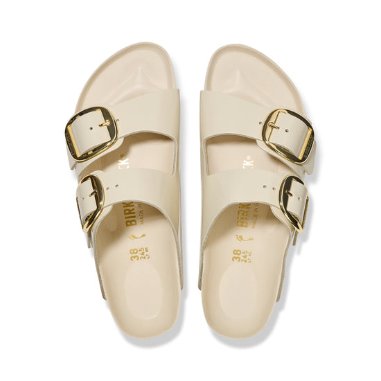 Birkenstock Arizona Big Buckle Natural Patent Leather High Shine Ecru top view
