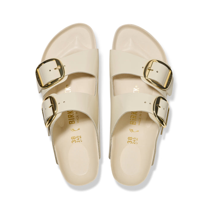 Birkenstock Arizona Big Buckle Natural Patent Leather High Shine Ecru top view