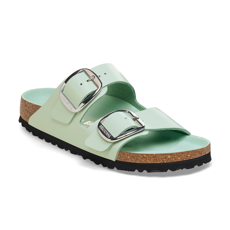 Birkenstock Arizona Big Buckle Natural Patent Leather High Shine Surf Green 