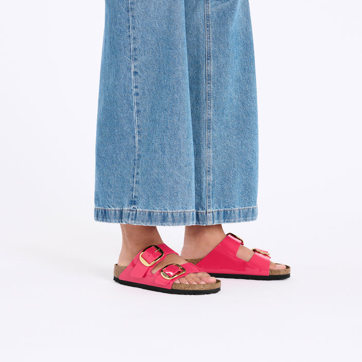 Birkenstock Arizona Big Buckle Patent Fuchsia Fusion Birko Flor on model 1