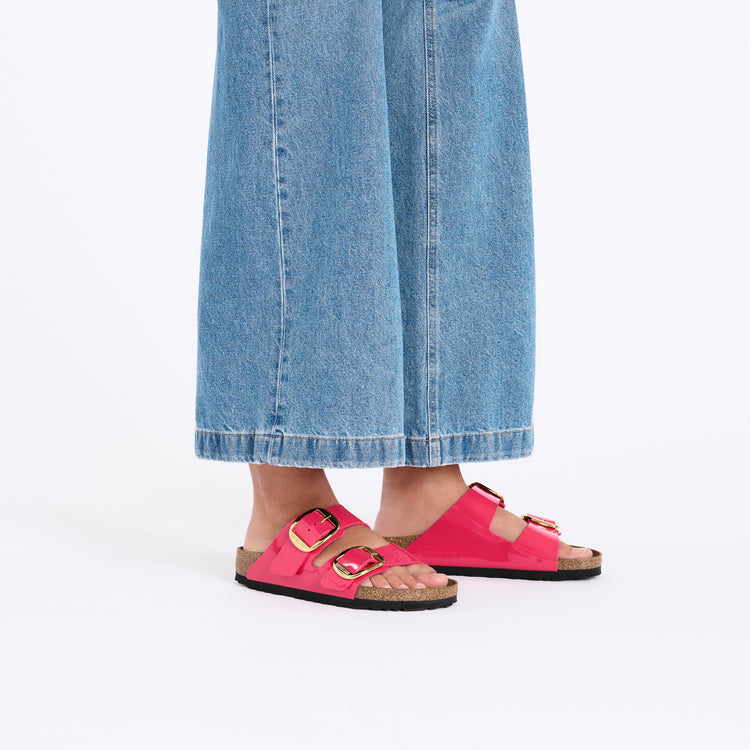 Birkenstock Arizona Big Buckle Patent Fuchsia Fusion Birko Flor on model 1