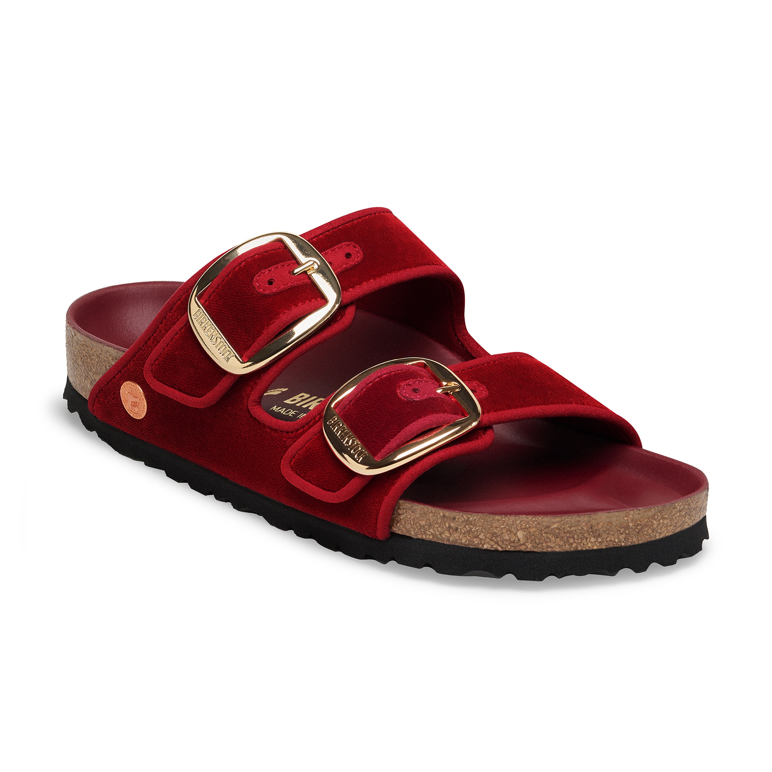 Birkenstock Arizona Big Buckle Rust Red Velvet Sandals