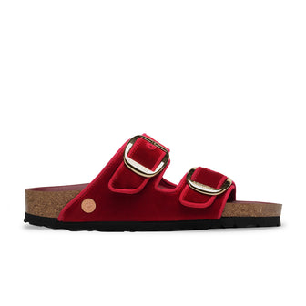 Birkenstock Arizona Big Buckle Rust Red Velvet side view