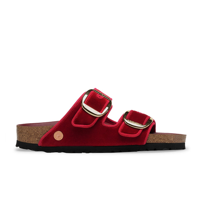 Birkenstock Arizona Big Buckle Rust Red Velvet side view