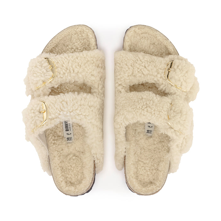 Birkenstock Australia Arizona Big Buckle Shearling Eggshell Teddy Shearling top view