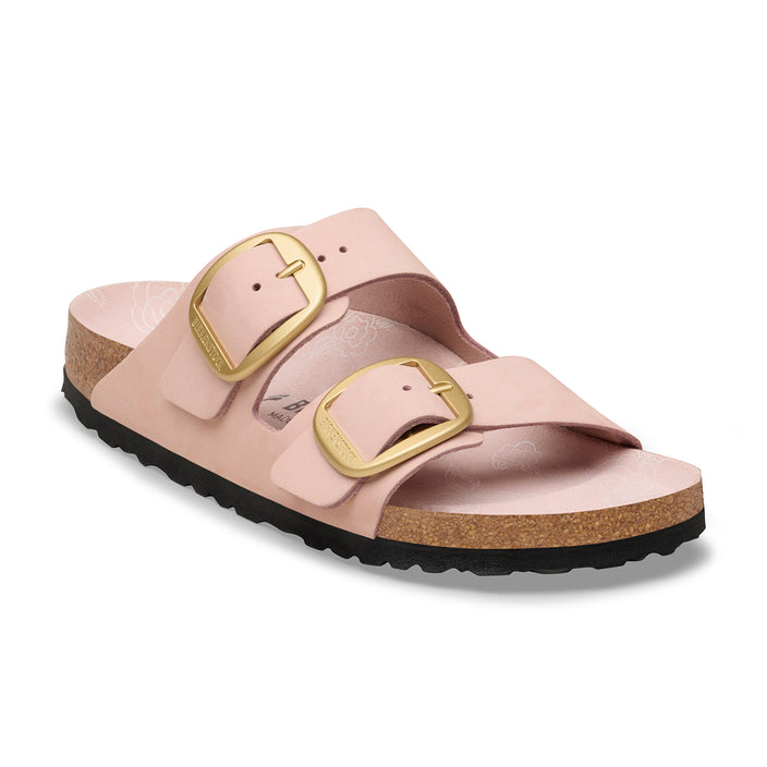 Birkenstock Australia Arizona Big Buckle Soft Pink Printed Footbed Nubuck Leather 