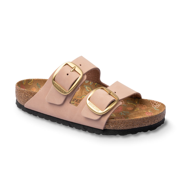 Arizona Big Buckle Soft Pink Printed Footbed Nubuck Leather