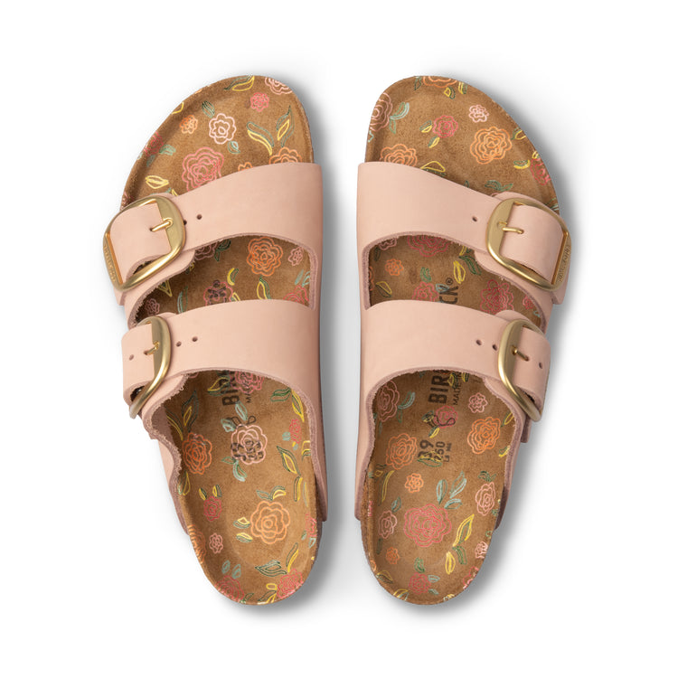 Arizona Big Buckle Soft Pink Printed Footbed Nubuck Leather
