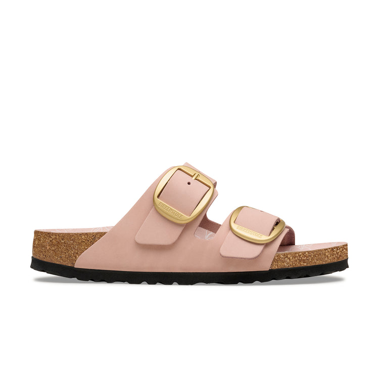 Birkenstock Australia Arizona Big Buckle Soft Pink Printed Footbed Nubuck Leather side view
