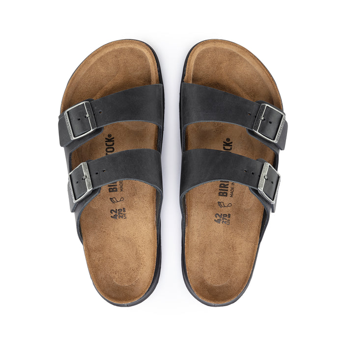 Birkenstock Arizona Cross Town Arctic Black Waxy Leather top view