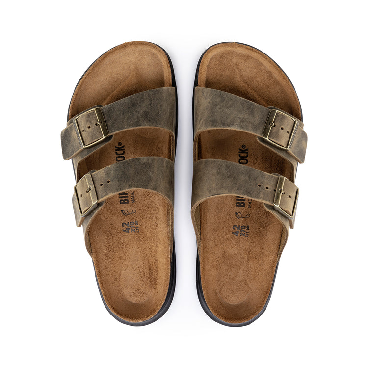 Birkenstock Arizona Cross Town Arctic Faded Khaki Waxy Leather top view